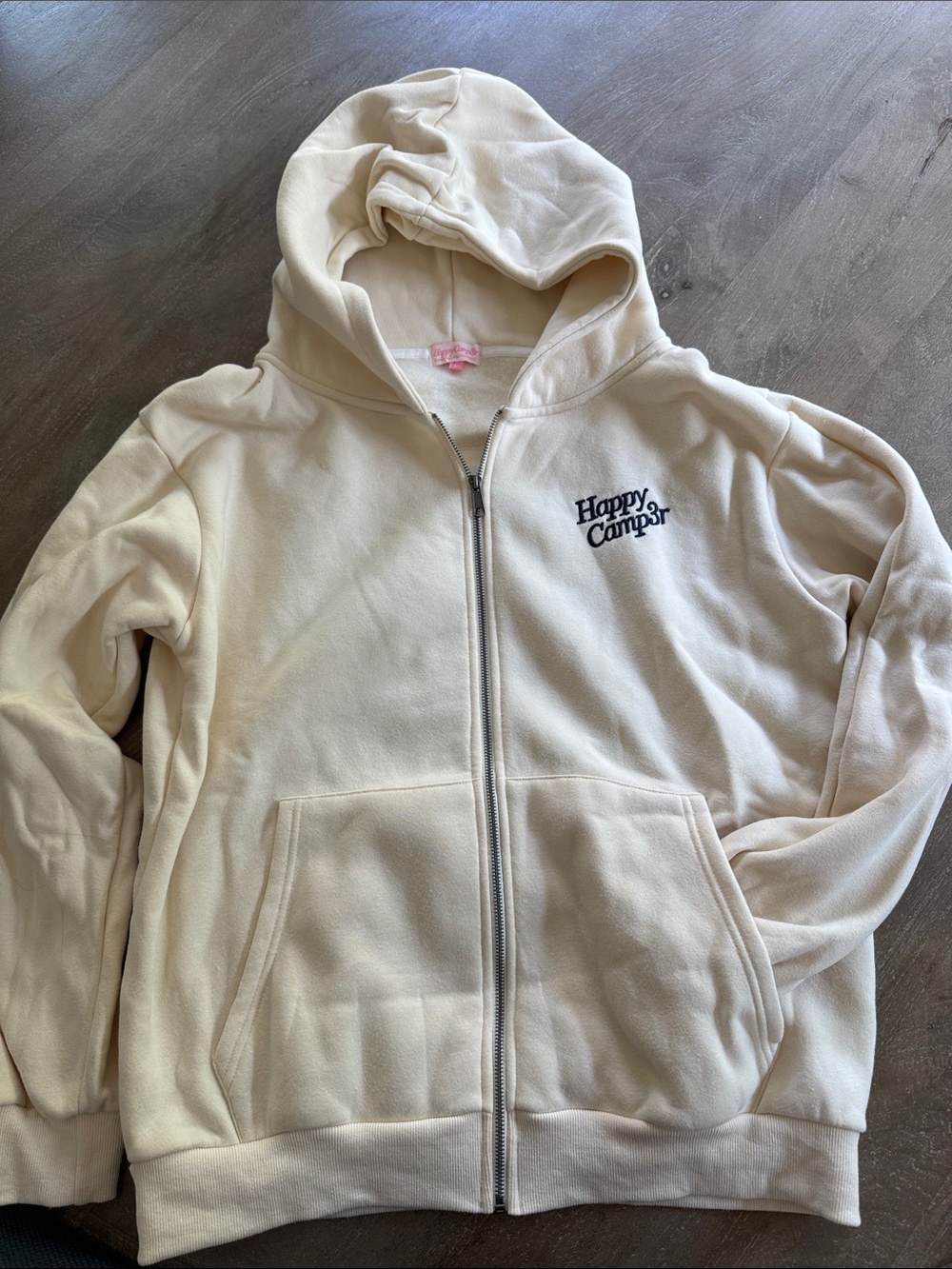 Happy Camper zip hoodie in Buttercream SzL